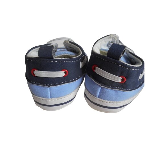 Carter's Child of Mine Size 0-3m Blue white Baby Shoes elastic close - Picture 3 of 5